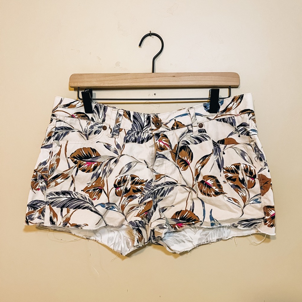 MADEWELL Cream Tropical Palm Print Floral Shorts womens size 31